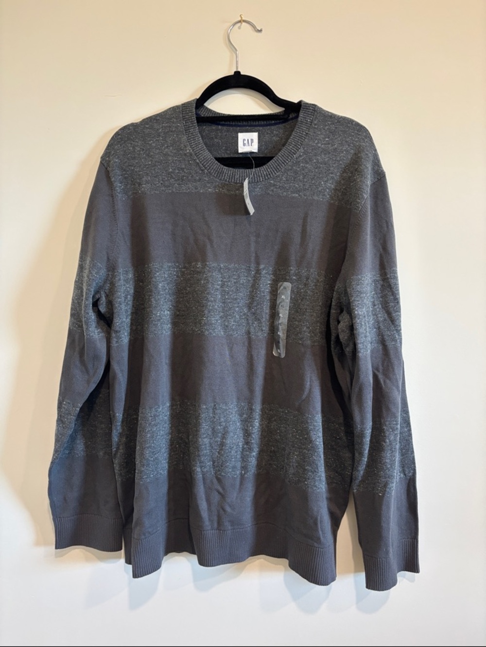 NWT GAP Men's Gray Striped Crewneck Sweater